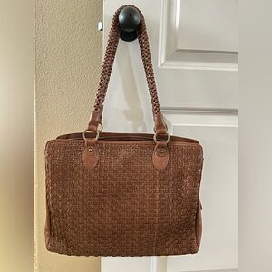 Elegant Brown Woven Leather Tote Bag